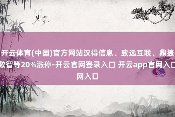 开云体育(中国)官方网站汉得信息、致远互联、鼎捷数智等20%涨停-开云官网登录入口 开云app官网入口