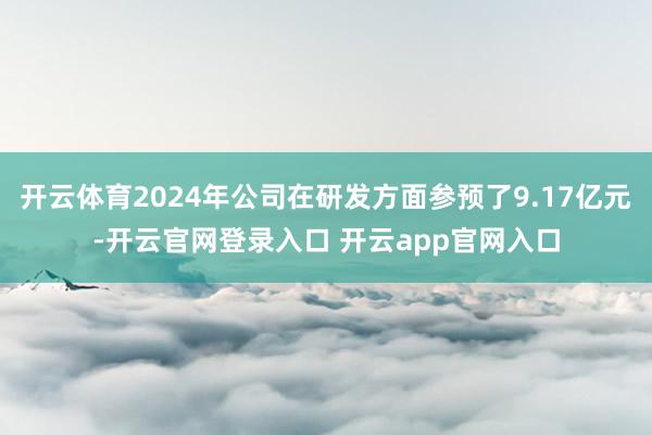 开云体育2024年公司在研发方面参预了9.17亿元-开云官网登录入口 开云app官网入口
