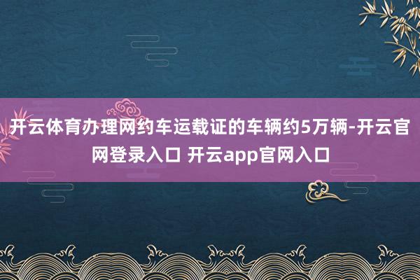开云体育办理网约车运载证的车辆约5万辆-开云官网登录入口 开云app官网入口