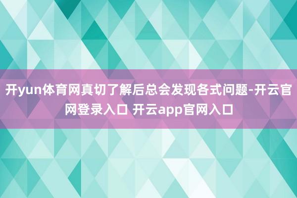 开yun体育网真切了解后总会发现各式问题-开云官网登录入口 开云app官网入口
