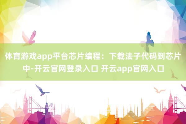 体育游戏app平台芯片编程：下载法子代码到芯片中-开云官网登录入口 开云app官网入口