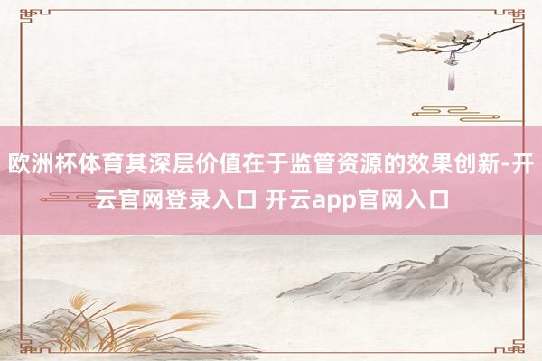 欧洲杯体育其深层价值在于监管资源的效果创新-开云官网登录入口 开云app官网入口