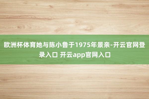 欧洲杯体育她与陈小鲁于1975年景亲-开云官网登录入口 开云app官网入口
