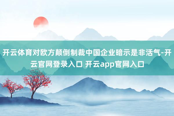 开云体育对欧方颠倒制裁中国企业暗示是非活气-开云官网登录入口 开云app官网入口