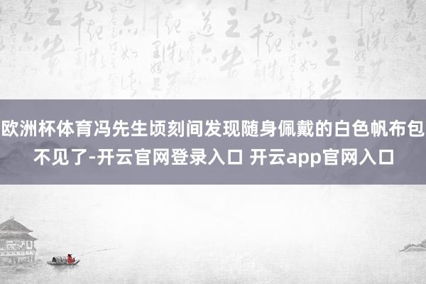 欧洲杯体育冯先生顷刻间发现随身佩戴的白色帆布包不见了-开云官网登录入口 开云app官网入口